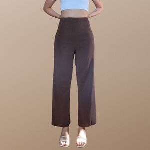 Exclusively Misook Quiet Luxury Acrylic Knit Wide Leg Cropped Trousers Brown LP